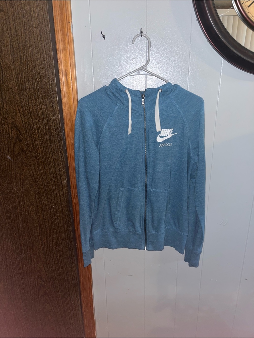 Nike Teal Zip Hoodie with White Swoosh size medium women’s